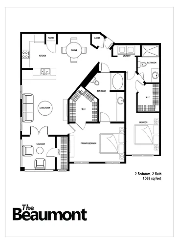 Floor plan 2 Bed 2 Bath