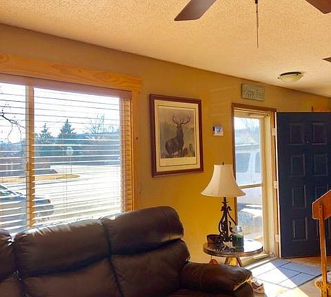 Living room, with mountain views