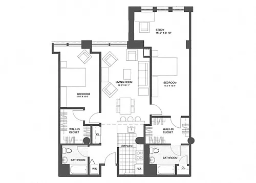 Floor plan 2 Bed/2 Bath