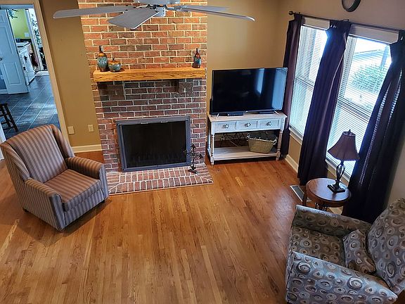 Brick fireplace in living 
