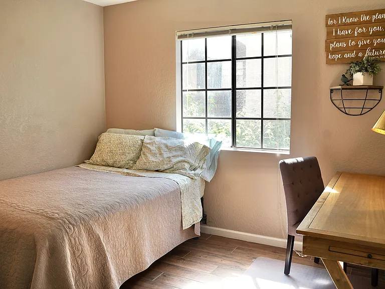 Guest Bedroom with Full Bed and Desk