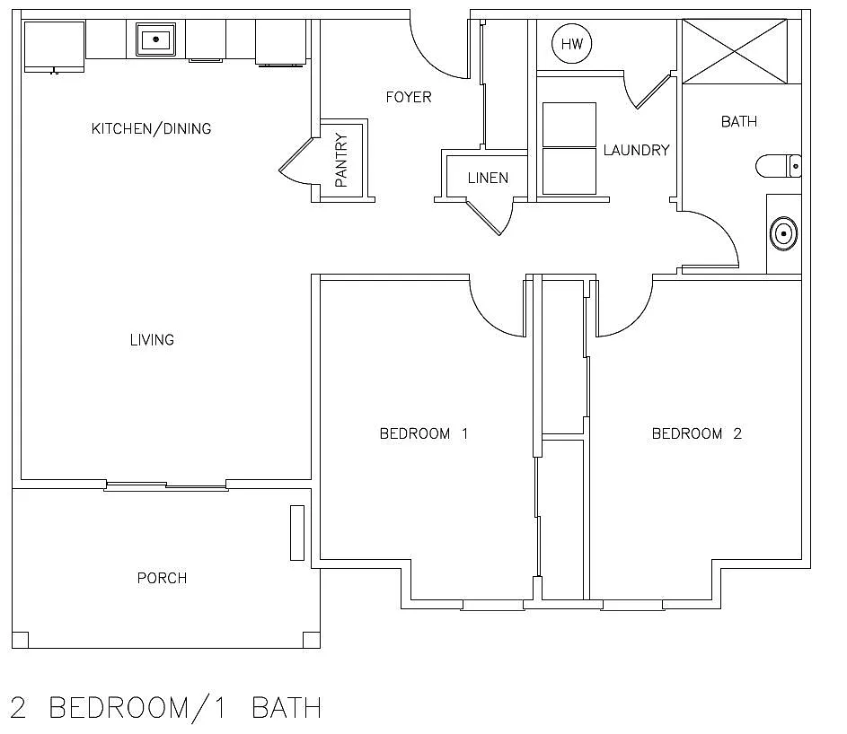 Floor plan 2BR and Balcony plus 1BA