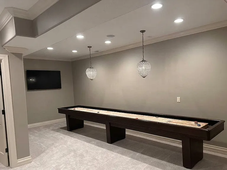 Basement shuffleboard area