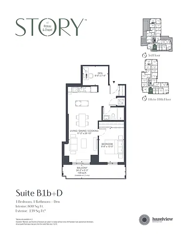 Floor plan 1 Bed Plus Den + 1 Bath in the Heart of Ottawa