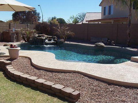 Salt Water Pebble Tec Pool With Rock Waterfall