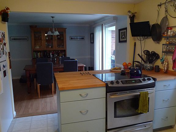 view from kitchen into dining room