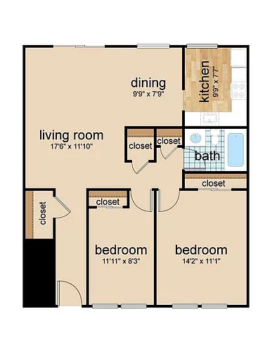 Floor plan Two Bedroom Downstairs