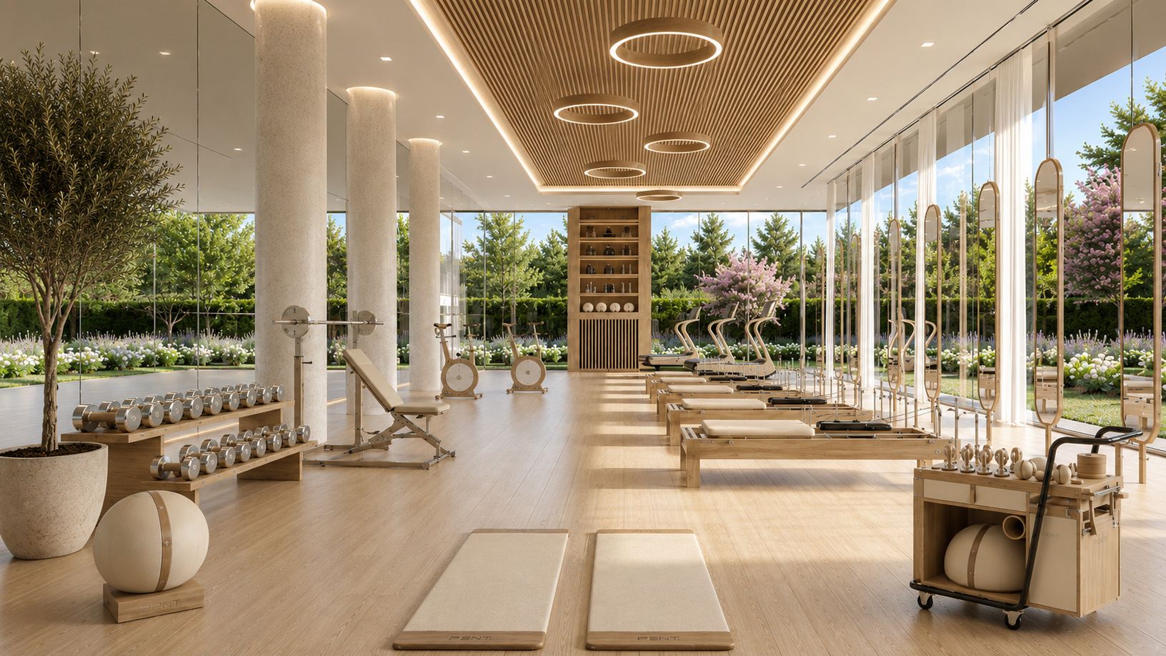  Private wellness studio overlooking the property’s serene East Hampton grounds. 