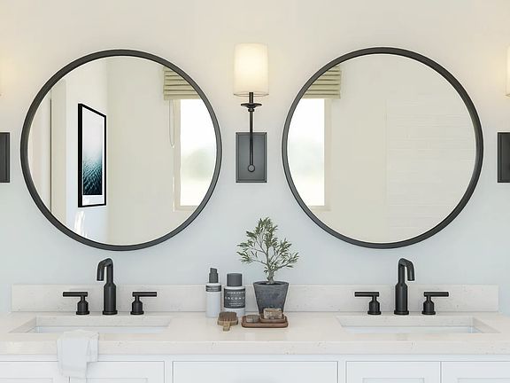 Primary bath with matte black accents