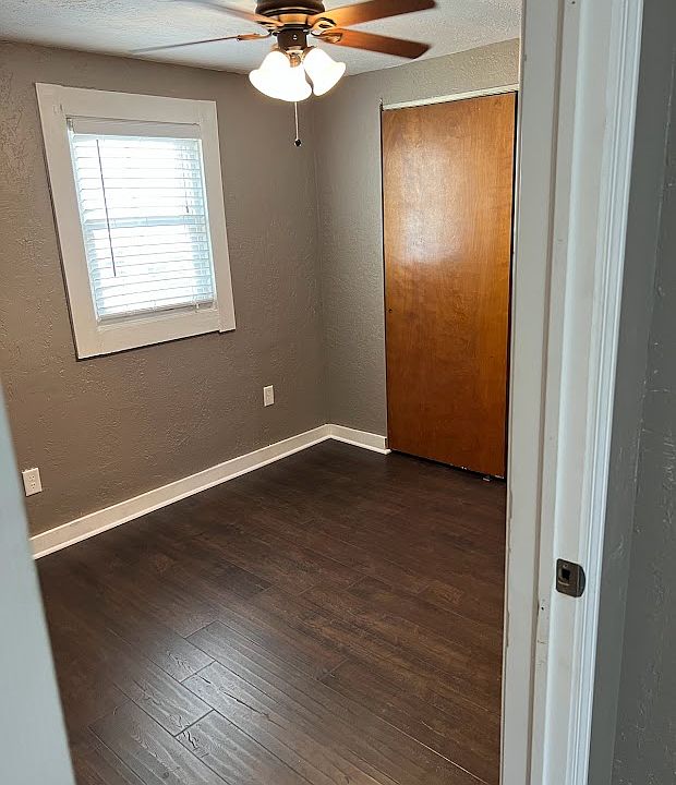 Bedroom with new flooring