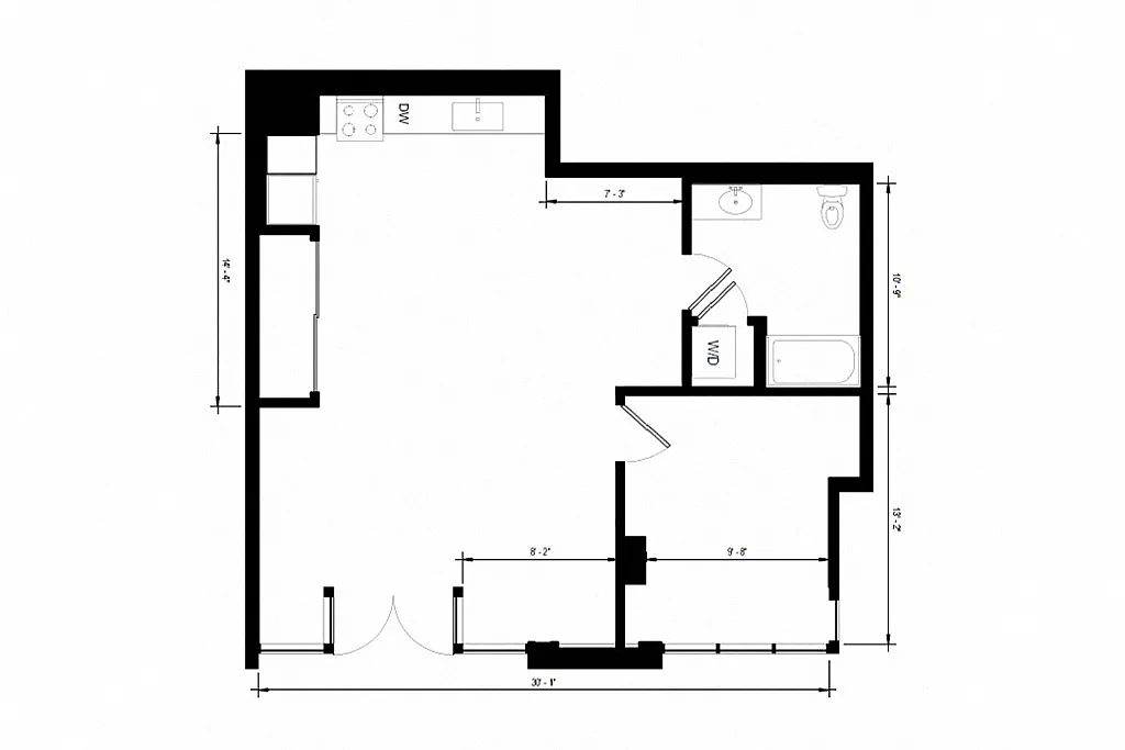 Floor plan One Bedroom Live/Work LW3