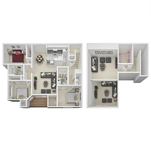 Floor plan 3 Bed 2 Bath Loft - CL1