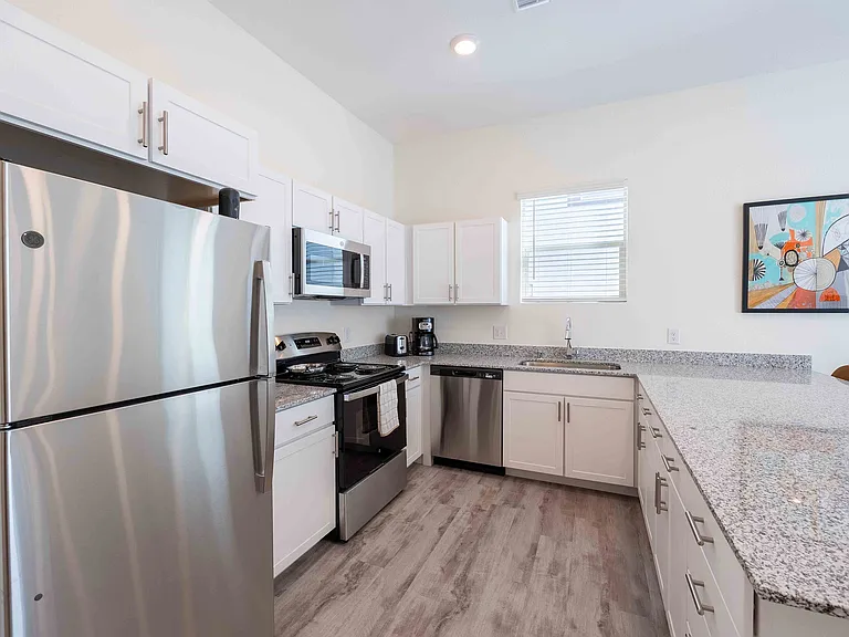 Experience culinary delight in this stylish and functional kitchen setup.