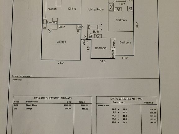 room dimensions