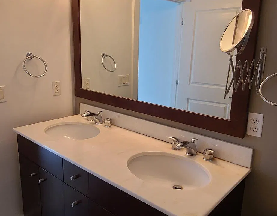 Double vanity in master bathroom.