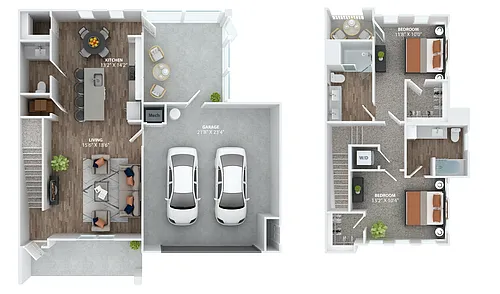 Floor plan Newport 2-Car Garage Townhome