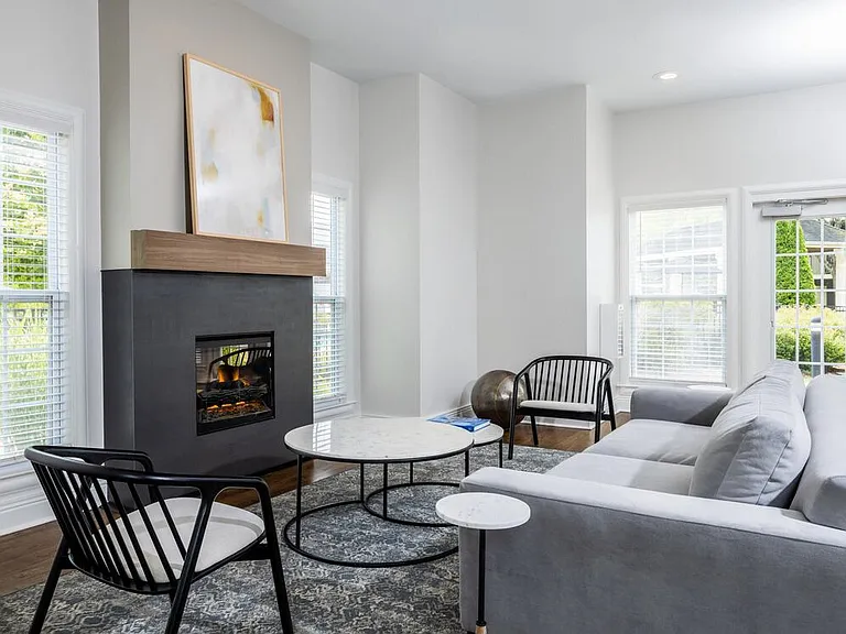 Resident lounge with fireplace