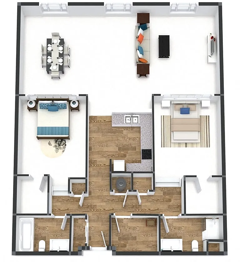Floor plan Two Bedroom Loft