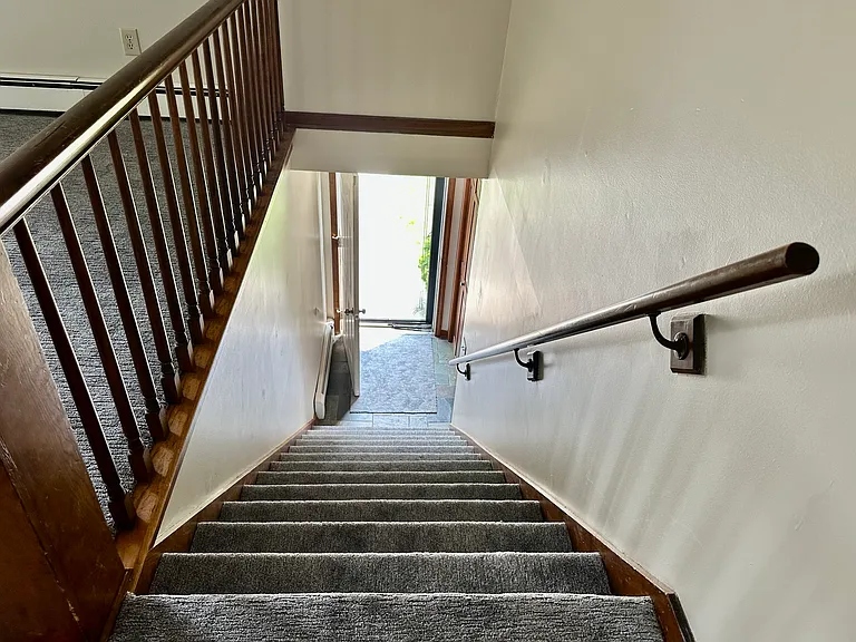 Looking down stairs at entrance