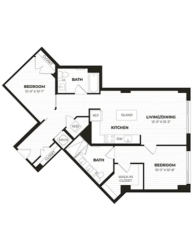 Floor plan 2 Bed/2 Bath-U11