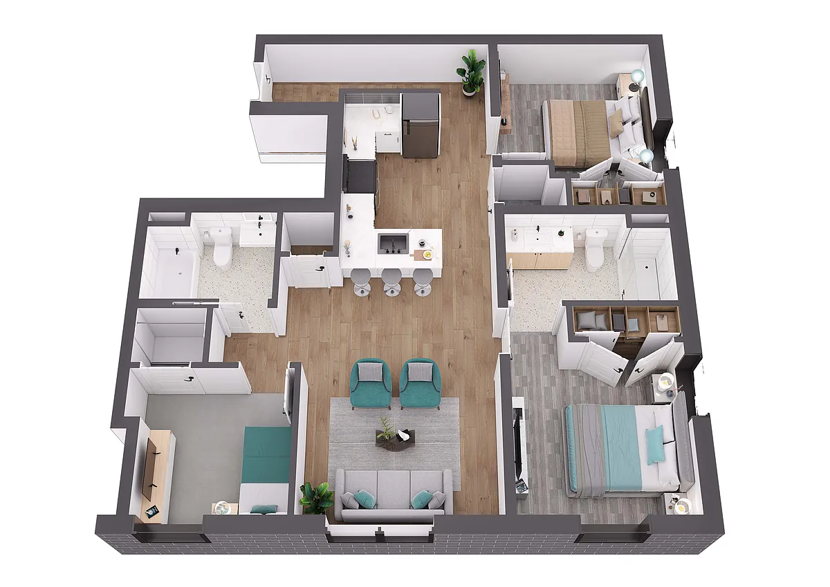 Floor plan 2 Bed- Den
