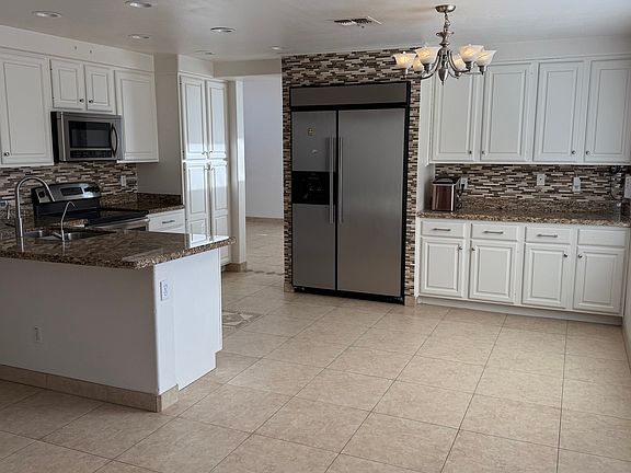 Kitchen with freshly painted cabinets