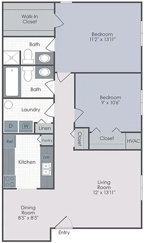Floor plan 2 Bed 2 Bath