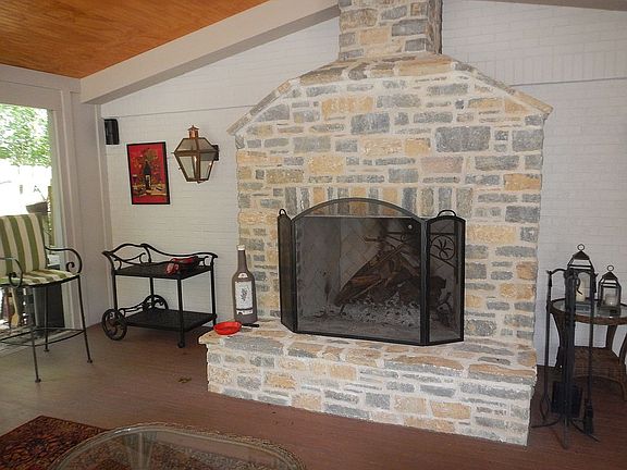 48" WBFP on screened porch 