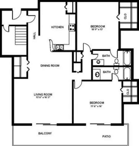 2 Bedroom 2 Bath - 1090 sf 2 Bedroom 2 Bath - 1090 sf
