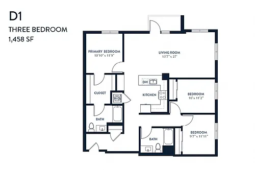 Floor plan Three Bedroom D1