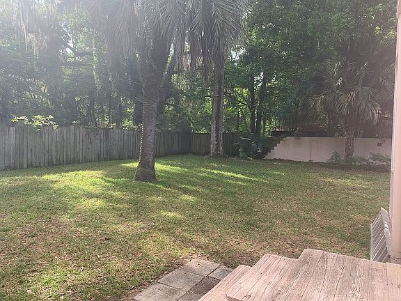 Backyard, fenced double lot