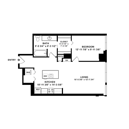 Floor plan 1 Bed/1 Bath-a3.1