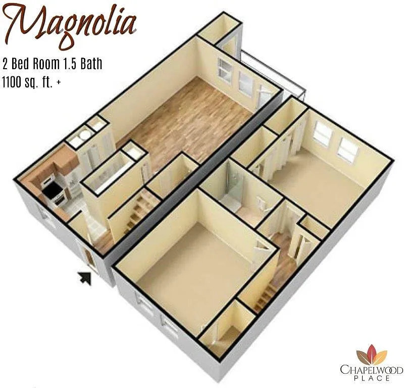 Floor plan Magnolia- 2x1.5 TH
