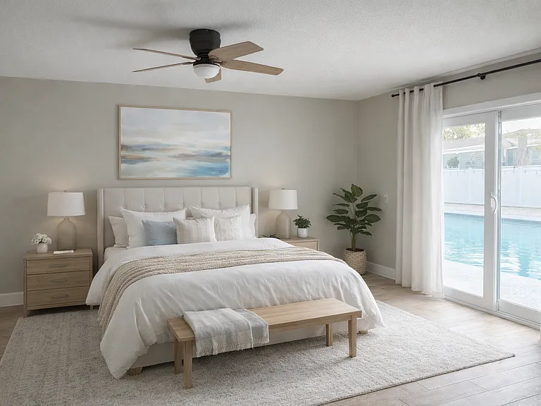 A digital mock of the master bedroom