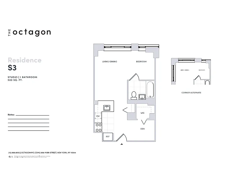 Floor plan Alcove Studio / 1 Bathroom