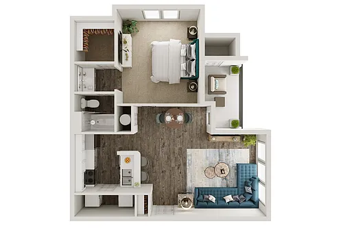 Floor plan The Piedmont 1x1