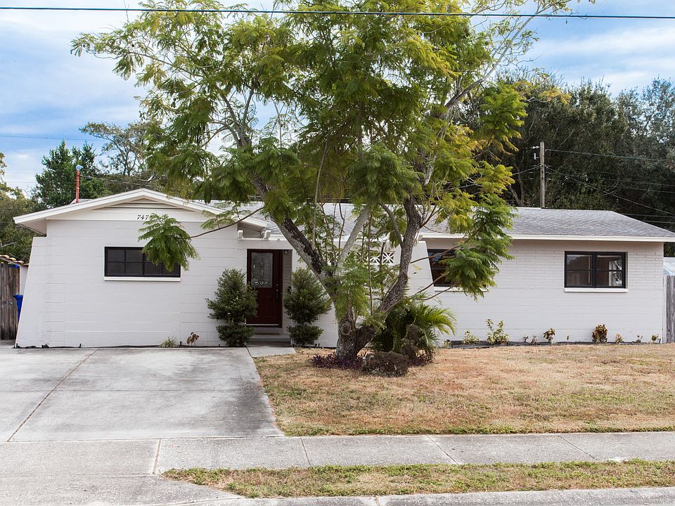 an updated pool home with a 