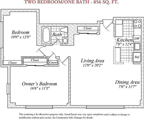 Floor plan Two Bedroom/One Bath