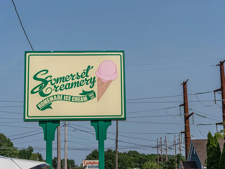 Somerset Creamery beloved local ice-cream stop since 1937, roughly a 10-minute drive.