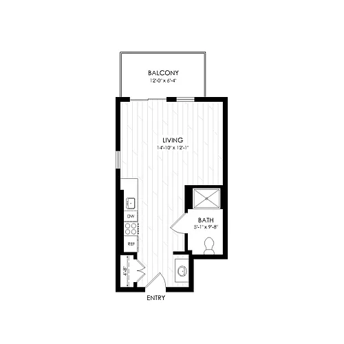 Floor plan Studio - Regular 375 sqft