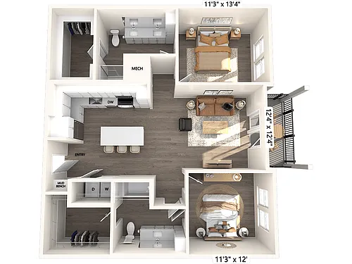 Floor plan B1-1175sf-208-409