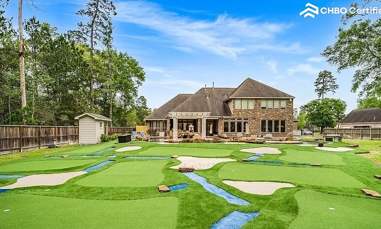 Backyard with mini-golf course