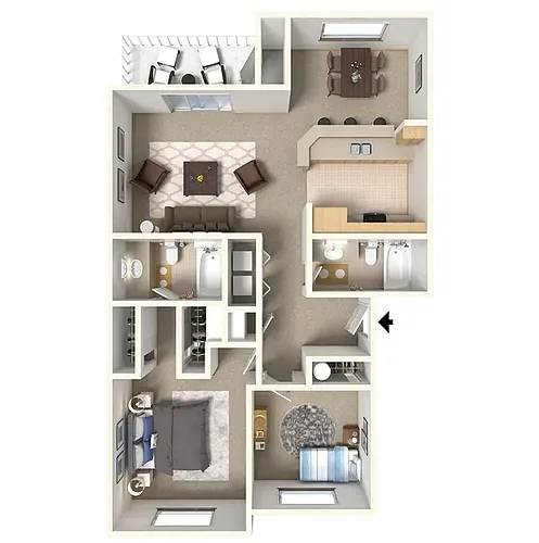 Floor plan 2 Bedroom, 2 Bathroom