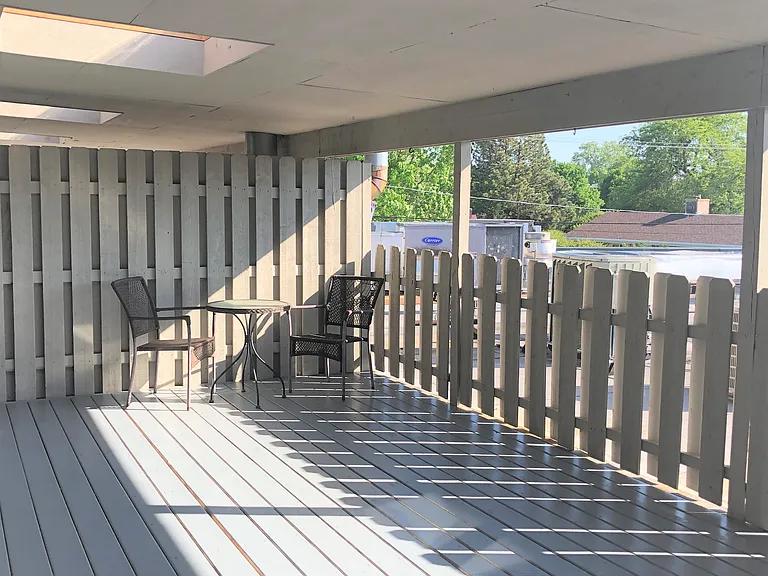 Enormous private, covered deck with skylight
