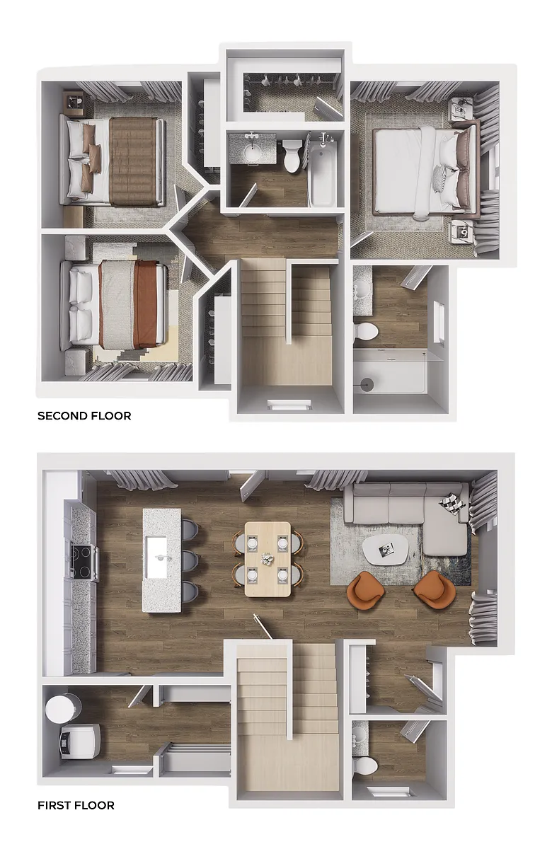 Floor plan 3x2.5 - 1326 sqft - C1