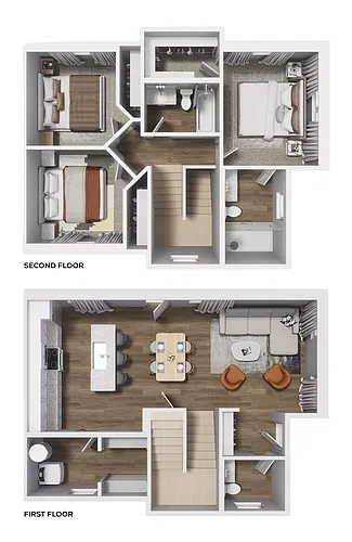 Floor plan 3x2.5 - 1326 sqft - C1