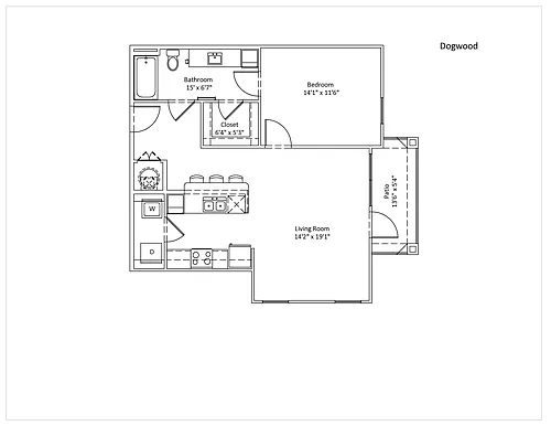 Floor plan One Bedroom - Dogwood floorplan