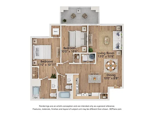 Floor plan 2AA (Wheelchair Accessible)