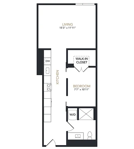 Floor plan 1x1 Open MFTE E