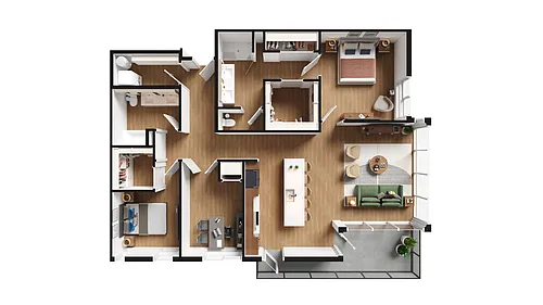 Floor plan 2BR + DEN-C